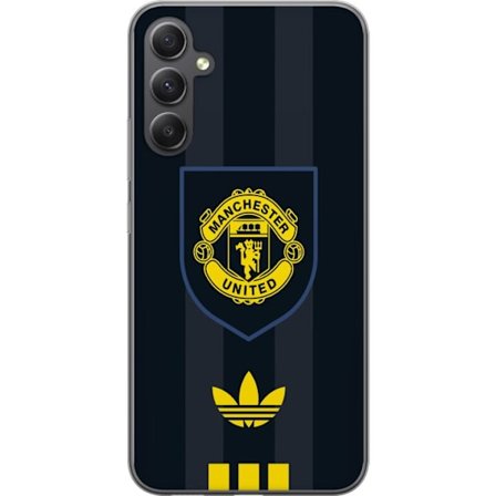 Kompatibel Mobilcover til Samsung Samsung Galaxy A05s Manchester United Adidas logo skjold fodbold klub plakat Premier League retro gul sort design ku