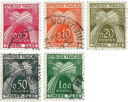 Frankrig 1960 - YT TX90-94 - Portomærker - Stemplet