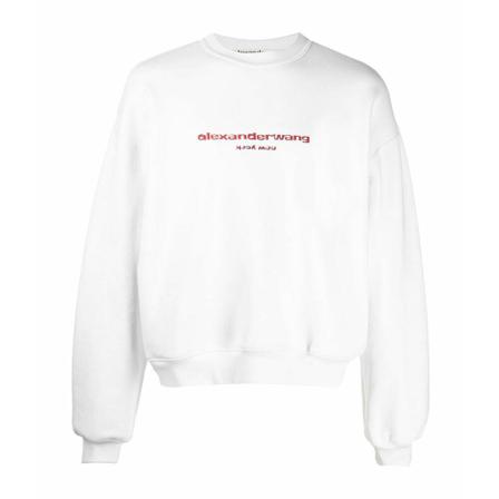 Alexander Wang, Crewneck Sweatshirt With Graphic Wit, Dames, Maat:XS