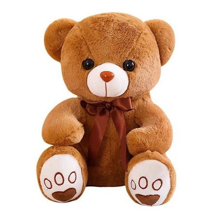 13,8 tommer sød sløjfe udstoppet dyr legetøj bamse, sød dekoration(Mørk*Brun)