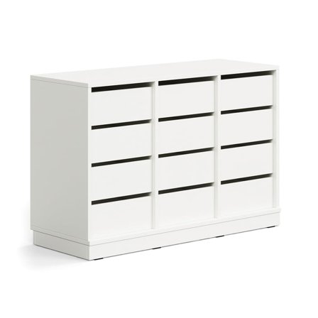 Student storage CASPER, 12 drawers, base frame, white