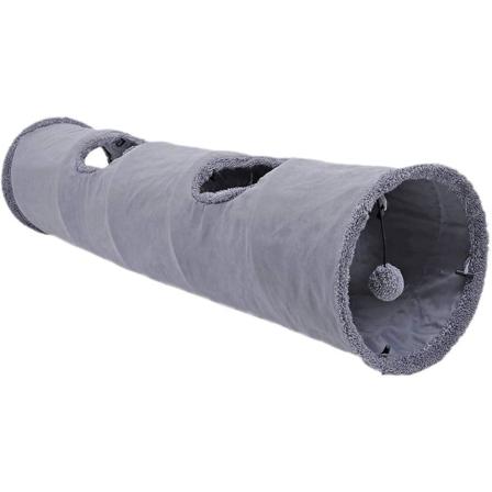 Sammenleggbar kattetunnel, katteleker leketunnel slitesterk semsket skinn gjemmested kjæledyr krølletunnel, S (d-4) 30CM*67CM
