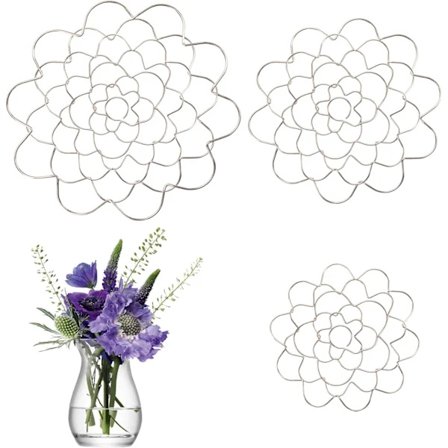 3-pak blomstergitre i rustfrit stål til vaser, blomsterarrangementer, genanvendeligt og bøjeligt værktøj til blomsterarrangementer Sølv