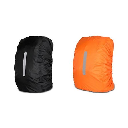 Regntrekk Ryggsekk Vanntett Regntrekk Vesker Med Reflekterende Stripe Justerbar Spenne M (40-50l), Svart + Oransje