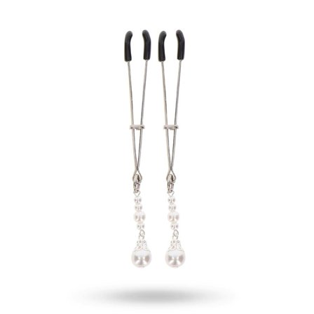 Taboom Tweezers Clamps With Pearls Silver - Sexleker Vuxen: Bondage & Fetish