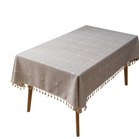 Rektangulär bordsduk i bomull och linne med tofsar, vattentät bordsduk, lantköksmiddagsfestival, skrynkelfri bordsduk, dekoration