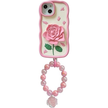 Skal för iPhone 14 Pro Max, Sött 3D Kawaii Telefonskal Roligt Vit Kanin Tecknat Skal med Handrem Mjukt Silikongelskal för Kvinnor