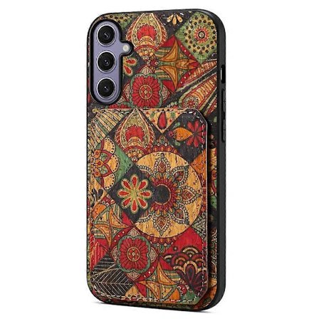Case for Samsung Galaxy S25+ with Card Holder Stand Flower Pattern Leather Phone Case - Autumn