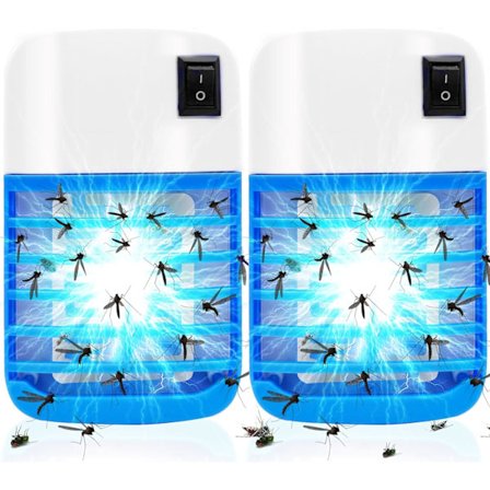 Innendørs Insektfelle, 2 stk Fluesnapper Innendørs, Insektfeller for Innendørs med Blått Lys, Myggdreper for Barn & Kjæledyr, Insektf