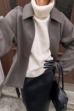 NA-KD Turtle Neck Wool Blend Knitted Sweater - Oversize trøjer - OffHvid - XS (EU 32)