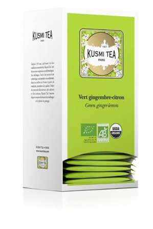 KUSMI Te Eko Green ginger-lemon 25/fp - Lyreco - Kök och servering - Kaffe och te - Te