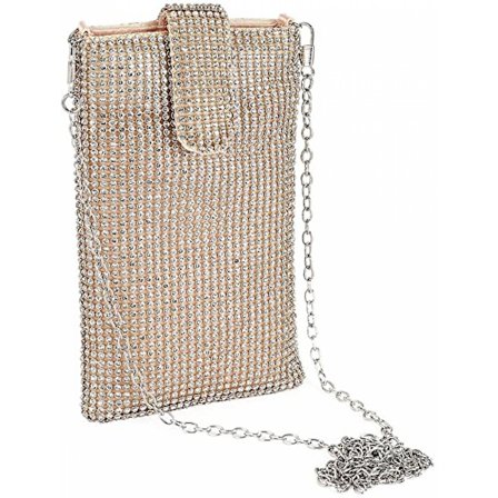 Kvällsväskor Clutch-Pungar För Kvinnor Metallnät Liten Axelremsväska Mobiltelefonplånbok A916-1134