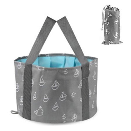 Bærbar Fodbad Tub Foldbar Fodbadning Kar, 13L, Grå