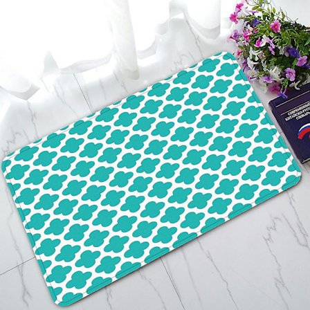 Turkos Fyrflikig Mönstrad Dörrmatta Entrématta Area Matta Golvmatta Heminredning 45x75 Cm