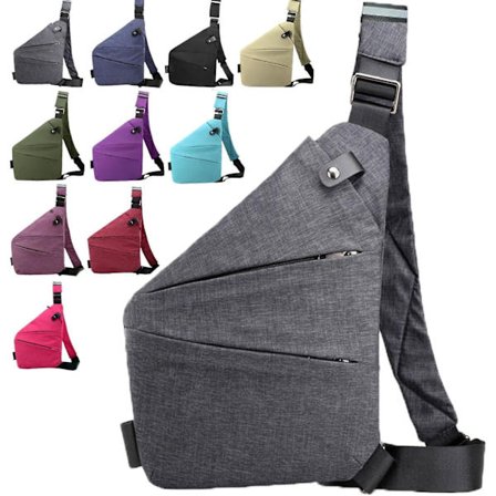 Anti-Theft Sling Bag for Women, Anti Theft Crossbody Bag, Secure Travel Bag for Women Gray Right Shoulder