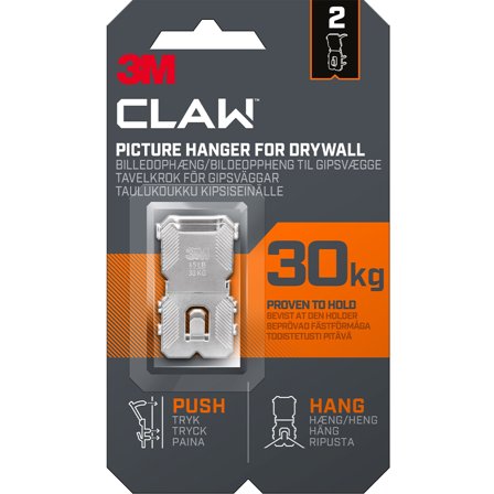 3M Claw Crochet pour cadre sur plaque de plâtre 30 kg lot de 2