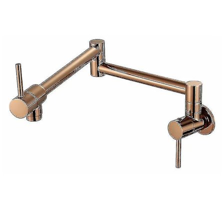 Veggmontert rosegullfarget pottefyller, sammenleggbar kjøkkenkran