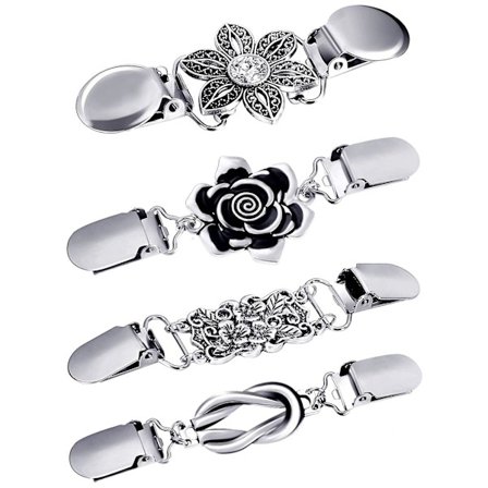 4 stk Vintage Genser Sjal Klemmer Retro Cardigan Klemmer-FX-