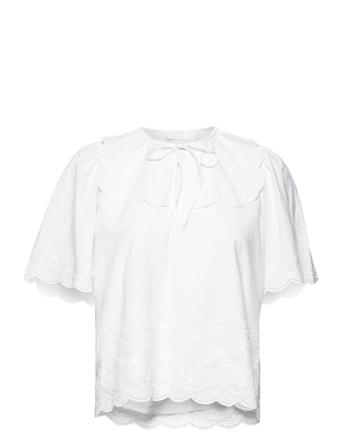 Doris Top Blouses Short-sleeved Hvid Notes Du Nord