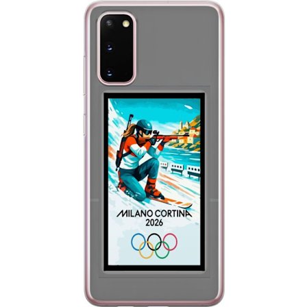 Kompatibelt Mobildeksel til Samsung Galaxy S20 Retroplakat Cortina Milano 2026 med fjell, vintersportsutøvere, italienske trikolor, Milano-katedralen