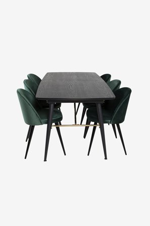 Venture Home - Spisegruppe Gärdet med 6 Valletta spisestoler - Svart - Spisegruppe 6 personer - Fra Homeroom
