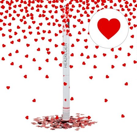 Konfettikanon 80 cm hjärtan