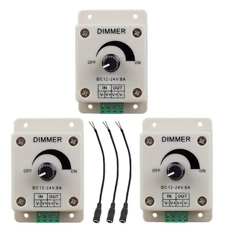 3 stk DC12-24V 8A Monokrom Dimmerkontroller for LED