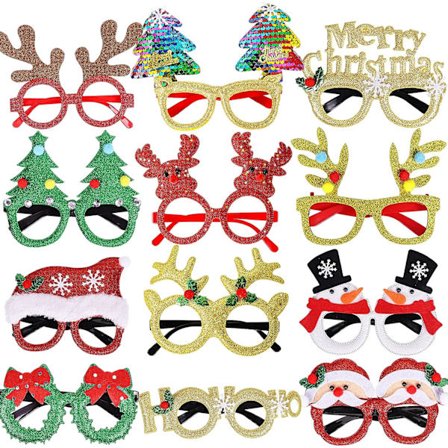 12 stk. julebriller, glitrende festbriller, rammer