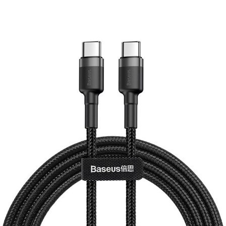 Baseus CATKLF-HG1 USB-C - USB-C PD QC-kabel 60W 3A 480Mb/s 2m - svart og grå