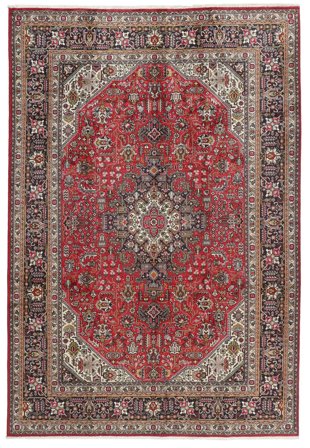 Hand Knotted Persian Tabriz Rug 200X298 Brown/Dark Red