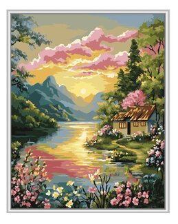 Paint By Numbers Solnedgång landskap