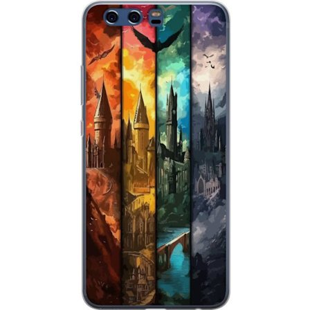 Kompatibel Mobilcover til Huawei Huawei P10 Fire magiske slotte i forskellige elementfarver, episk fantasykunst med ild vand luft og mørke i detaljer