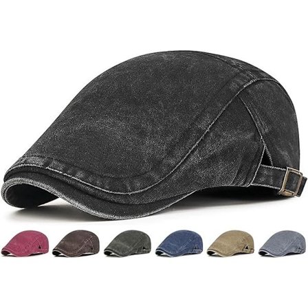 ING Herre Newsboy Kasket Vasket Baret Ivy Flat Cap Blødt Materiale Smart Casual Hat Til Hverdagsbrug Og Stilfulde Outfits Sort