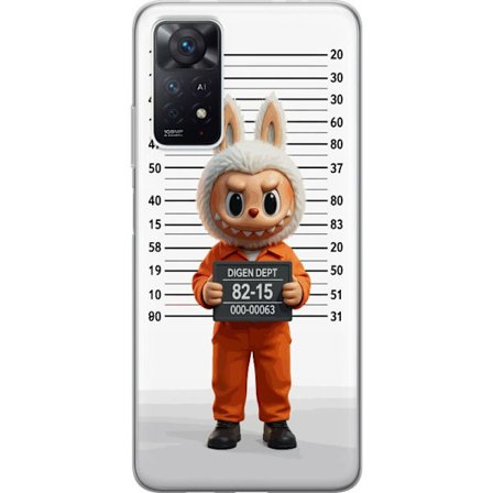 Yhteensopiva Puhelinkuori Xiaomi Xiaomi Redmi Note 11 Pro 5G Söpö piirretty pupuhahmo vankilavaatteissa ja vankinumerolla taustana mittamerkinnät