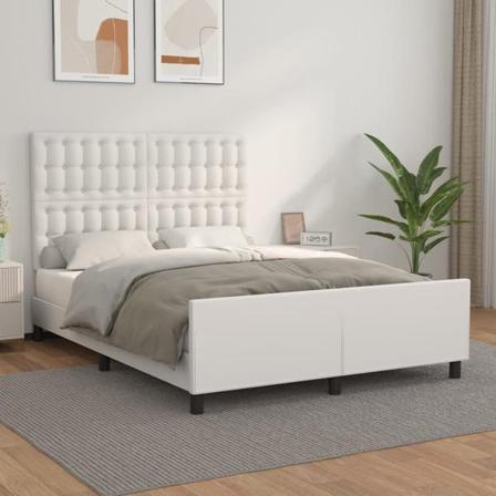 Vidaxl Sängram Med Huvudgavel Vit 140x200 Cm Konstläder Vit