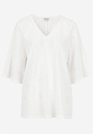 Cellbes of Sweden - Jerseytunika med hulbroderi i hvid til damer i størrelse 38/40