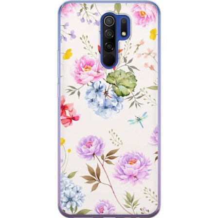 Kompatibelt Mobildeksel til Xiaomi Xiaomi Redmi 9 Blomstrete mønster med håndmalte blomster, sommerfugler og insekter i romantisk skandinavisk stil