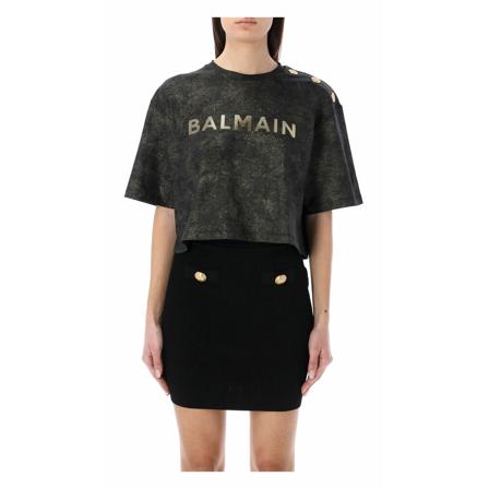 Balmain, T-Shirts Zwart, Dames, Maat:L