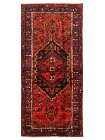 Hamadan Teppe Håndknyttet 100X213 Mørk Rød/Svart Persia