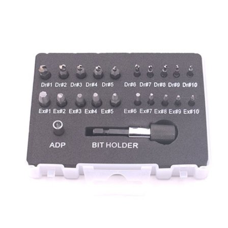 Skadde skrueuttrekkere, 22 deler skrueuttrekker med separat polering