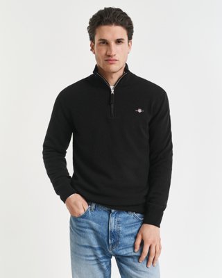GANT - Lammeullsgenser med half-zip til herre black