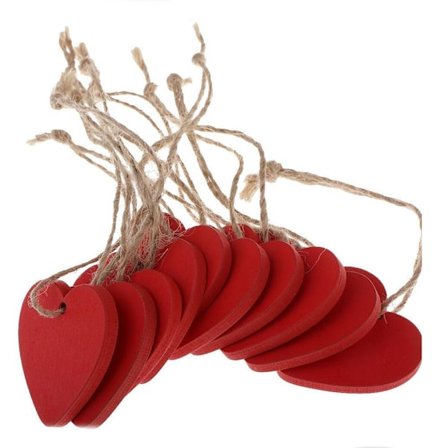 Dekoration Små hjärtan i trä 10 st - Flera färgval