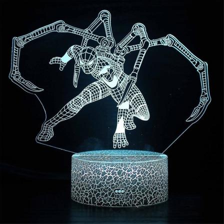 3D Illusion LED-lampa Spider-Man nattlampa för barn 7 färger växlande touch switch dekor sovrumslampa för pojkar flickor julklappar [dB} F