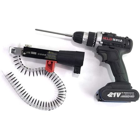 Automatisk skruvspikkedjekedja spikpistol adapter skruvpistol för elektrisk borr, automatisk matningshäftapparat träbearbetningsverktyg