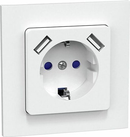 GELIA STIKKONTAKT INNFELT CONNECT 2 HOME MED JORD 1-VEIS MED 2XUSB