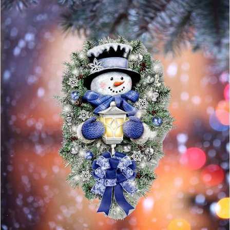 2 stk. Jule Snemand Krans Dør Vindue Klistermærke Mærkat Julebutik Hjemmeindretning (45*60cm)