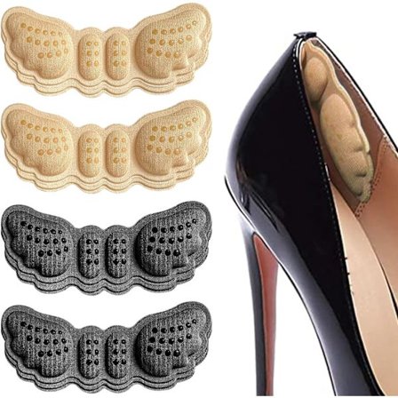 4 par hælpute, hælstøtte for store sko, selvklebende hælpute, sklisikre hælpute, innleggssåle