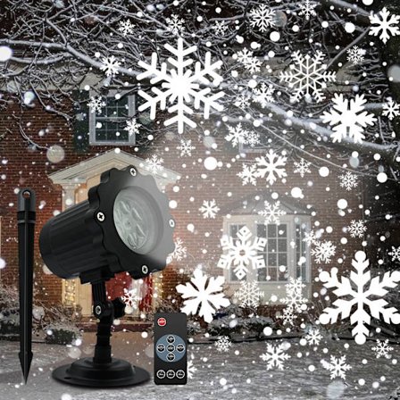 LED-projektor Jul utomhus, LED-projektionslampa snöflinga