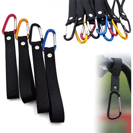 Krog til Barnevogn - 10 Stykker - Cykelkrog - Taskekrog til Barnevogn - Med Karabinhage - Ekstra Stærk