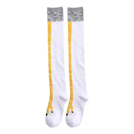 Valkoiset pitkät ZLY hauskat 3D-kanasukat miehille ja naisille, erittäin joustavaa puuvillaa, korkeat cosplay-sarjakuvasukat